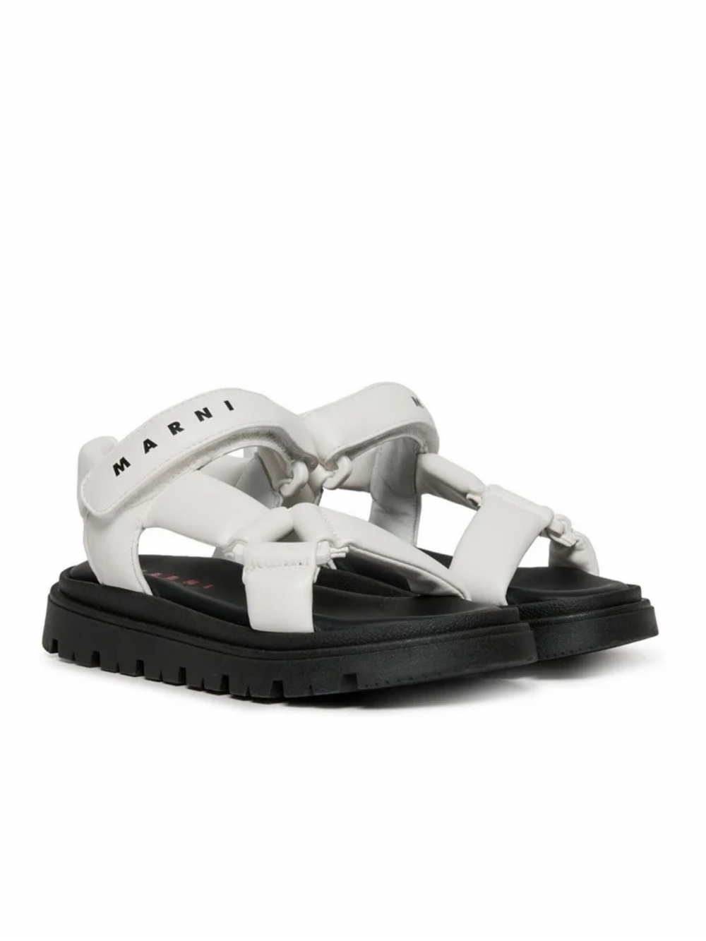 Marni White and Black Strappy Logo Sport Sandals